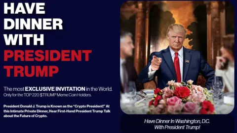 Volatilidad de la moneda TRUMP ante cena con Donald Trump y recompensas NFT