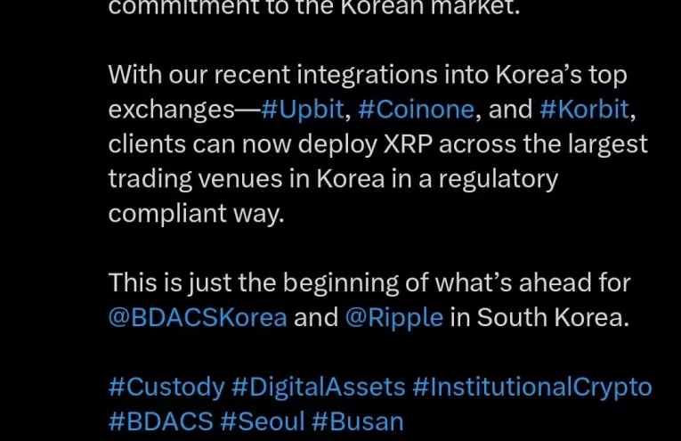 BDACS y Ripple Revolucionan la Custodia de XRP en Corea del Sur