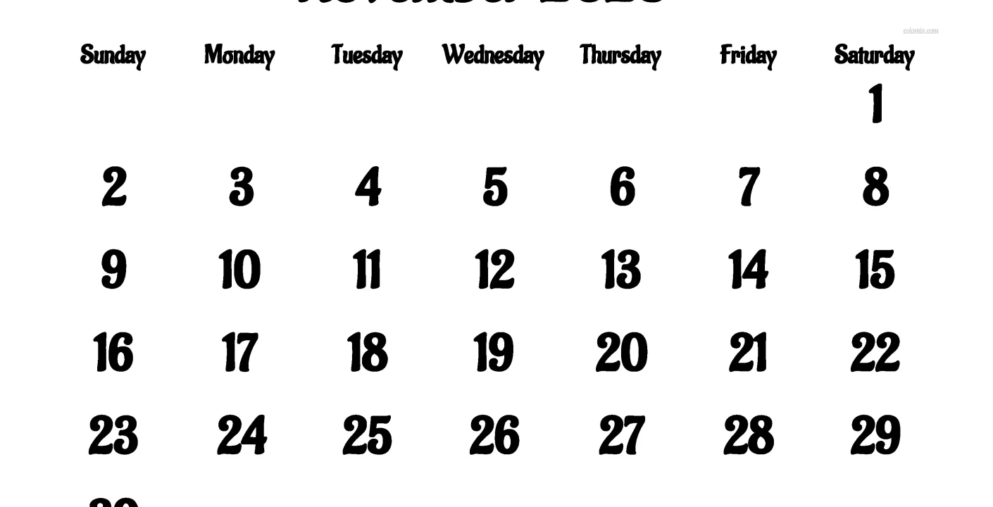 Calendario de Noviembre 2025: Fechas y Días Clave
