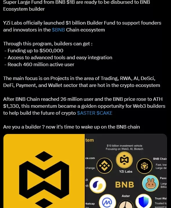 Fondo BNB: YZi Labs impulsa el desarrollo con $1,000 millones